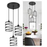 Modern Spiral Pendant Light Fixture - 3 Light Set - 2 damaged ends (see photos)  - Retail: $96