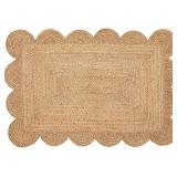 Scalloped Natural Jute Area Rug - Retail: $35