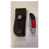 Handmade Folding Knife with Leather Case approx 6 inch when open