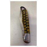 Handmade Honeycomb Pattern Pocket Knife approx 5.25 inches when folded