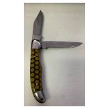 Handmade Honeycomb Pattern Pocket Knife approx 5.25 inches when folded