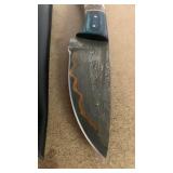 Handcrafted Copper Damascus Steel Hunting Fishing Knife full tang with Resin Handle with leather sheath approx 8.5 inches hunting fishing gift idea