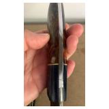 Handcrafted Copper Damascus Steel Hunting Fishing Knife full tang with Resin Handle with leather sheath approx 8.5 inches hunting fishing gift idea