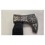 Norse Viking Battle Axe with Celtic Designs with sheath approx 18 inches