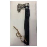 Norse Viking Battle Axe with Celtic Designs with sheath approx 18 inches