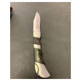 Handmade folding knife locking back leather sleeve pouch holster 7 inch long