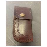 Handmade folding knife locking back leather sleeve pouch holster 7 inch long
