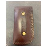 Handmade folding knife locking back leather sleeve pouch holster 7 inch long