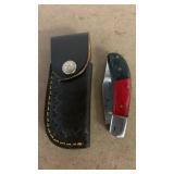 Handmade Folding Knife with Leather Case approx 6 inch when open