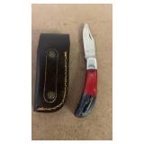 Handmade Folding Knife with Leather Case approx 6 inch when open