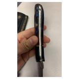 Handcrafted Copper Damascus Steel Hunting fishing full tang Knife with leather sheath approx 9 inches