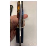 Handcrafted Copper Damascus Steel Hunting fishing full tang Knife with leather sheath approx 9 inches