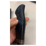 Handcrafted Damascus Steel Hunting fishing Knife wood handle with leather sheath approx 9.5 inches