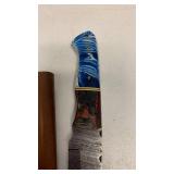 Handcrafted Damascus Steel Hunting fishing full tang Knife with leather sheath approx 8 inches