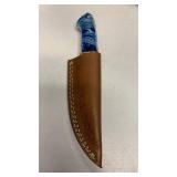 Handcrafted Damascus Steel Hunting fishing full tang Knife with leather sheath approx 8 inches