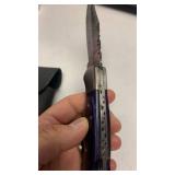 Damascus Steel Folding Knife with sheath approx 6.5 inches when open