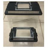 Transparent Reptile Feeding Box 360Â°, Standard Faunarium with Handle, Reptile Tank Transport & Portable Habitat Feeding Boxes, Transparent Plastic Pet Houses for Gecko, Frog, Lizard (Black, 2-Pack,