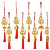 8 Pcs Chinese New Year Snake Decorations Lunar New Year 2025 Red Tassel Ornaments with Wealth Success Good Luck Hanging Decorations for Gifts Home Car Decor