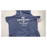 Lot of 9 Milwaukee Brewers SAAG Women Blue Gray Funnel Neck Baseball T-Shirt, sizes vary
