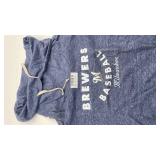 Lot of 9 Milwaukee Brewers SAAG Women Blue Gray Funnel Neck Baseball T-Shirt, sizes vary