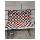 Handmade Patriotic Yo-Yo Quilt - Approx 56" x 65"