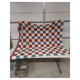 Handmade Patriotic Yo-Yo Quilt - Approx 56" x 65"
