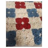Handmade Patriotic Yo-Yo Quilt - Approx 56" x 65"