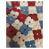 Handmade Patriotic Yo-Yo Quilt - Approx 56" x 65"