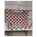 Handmade Patriotic Yo-Yo Quilt - Approx 56" x 65"