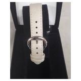 Ecclissi Sterling Silver Watch with White Leather Band