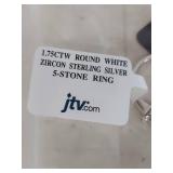 1.75 CTW Round White Zircon Sterling Silver Ring - Size 7