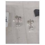 Sterling Silver Round CZ Stud Earrings