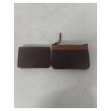 (2) Fossil Brown Leather Wallet with ID Window