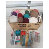 Yarn and Knitting Needle Collection Lot