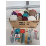 Yarn and Knitting Needle Collection Lot