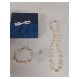 Natural Cultured Pearl Necklace, Bracelet and Earring Set