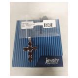 Sterling Silver Garnet Cross Pendant