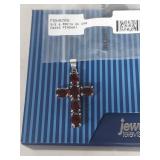 Sterling Silver Garnet Cross Pendant
