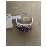 3.15 CTW Round Vermelho Garnett Sterling Silver Ring