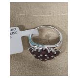 3.15 CTW Round Vermelho Garnett Sterling Silver Ring