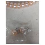 Pink Pearl Necklace with Bracelet and Earring studs