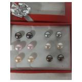Multi-Color Cultured Pearl Sterling Silver Earring Set