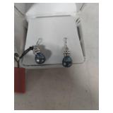 JCPenney Sterling Silver Grey Pearl Drop Earrings