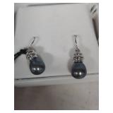 JCPenney Sterling Silver Grey Pearl Drop Earrings