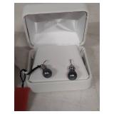 JCPenney Sterling Silver Grey Pearl Drop Earrings