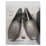 SJB Lauren Leather Loafers - Black & Pewter - Size 7.5M