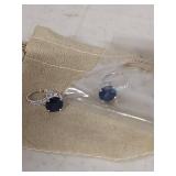 Blue Sapphire Sterling Silver Hoop Earrings 4.60 CTW
