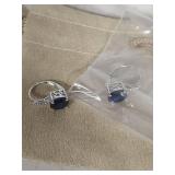 Blue Sapphire Sterling Silver Hoop Earrings 4.60 CTW