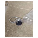 Blue Sapphire Sterling Silver Hoop Earrings 4.60 CTW