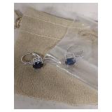 Blue Sapphire Sterling Silver Hoop Earrings 4.60 CTW